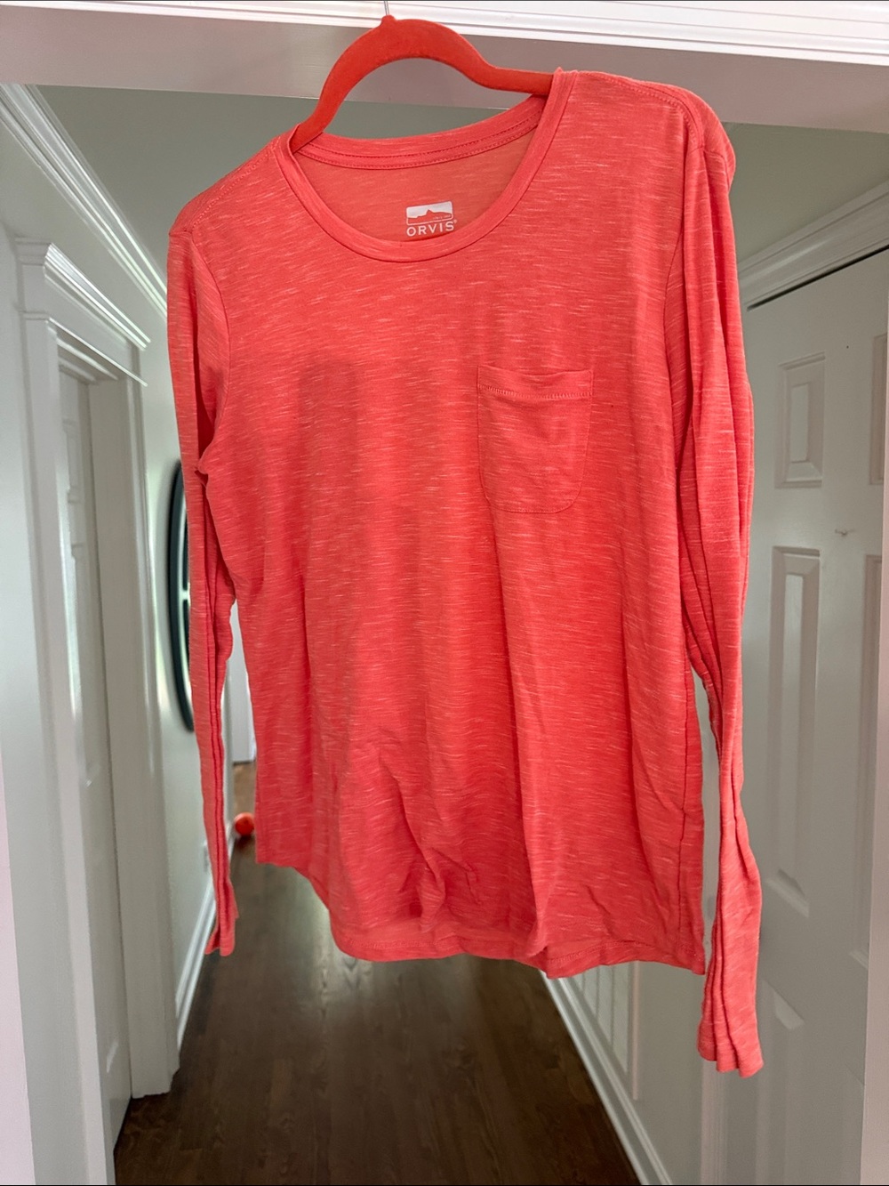 Orvis Coral Long Sleeve Pocket Tee